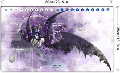 New DTCG Duel Playmat Digimon Lilithmon Trading Card Game TCG CCG Mat Pad + Free Bag (ZD002-267-SM)