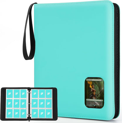 Trading Card Binder 9 Pocket, 360 Pockets Trading Card Holder Book, Premium PU Cover Zip Folder Binder, Side Loading Carrying Case Binder Album for TCG, MTG,Sports Cards, Game Cards (Orange-1)