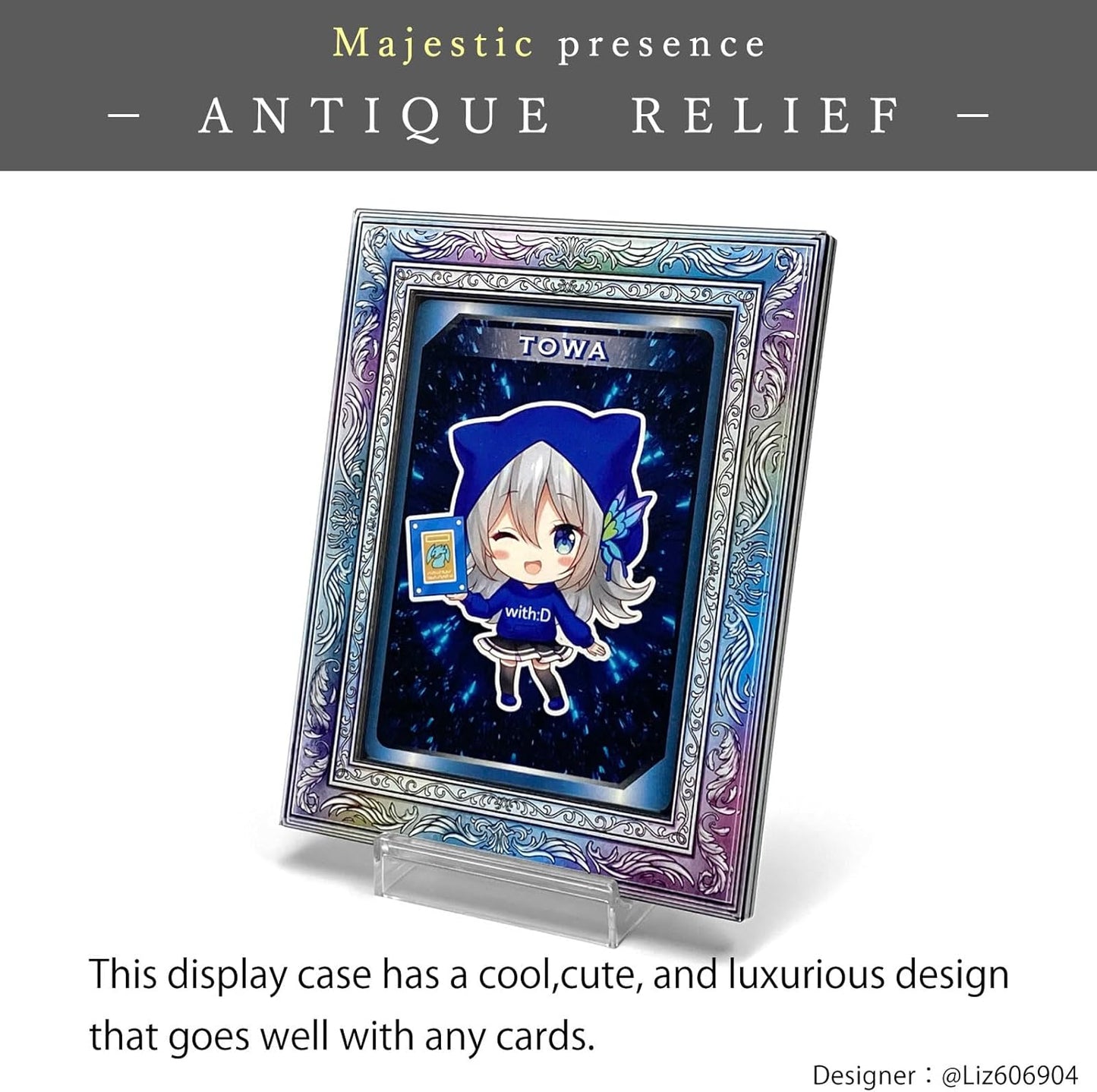 amazdone with:D Magnetic Card Display Case 35PT, UV Protection Acrylic Trading Card Holder with Inner Case, Premium Japanese Design for TCG & Sports Cards (Antique Rainbow)