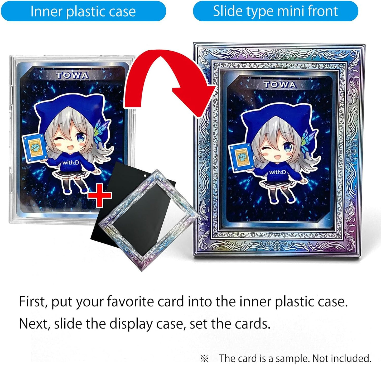 amazdone with:D Magnetic Card Display Case 35PT, UV Protection Acrylic Trading Card Holder with Inner Case, Premium Japanese Design for TCG & Sports Cards (Antique Rainbow)