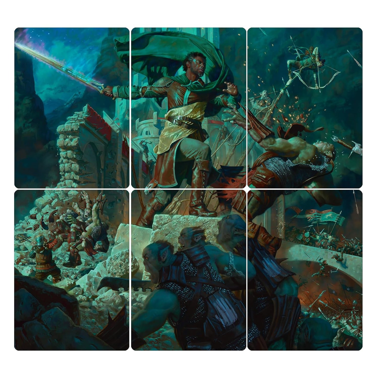 Magic: The Gathering The Lord of The Rings: Tales of Middle-Earth Scene Box - Aragorn at Helm’s Deep (6 Scene Cards, 6 Art Cards, 3 Set Boosters + Display Easel)