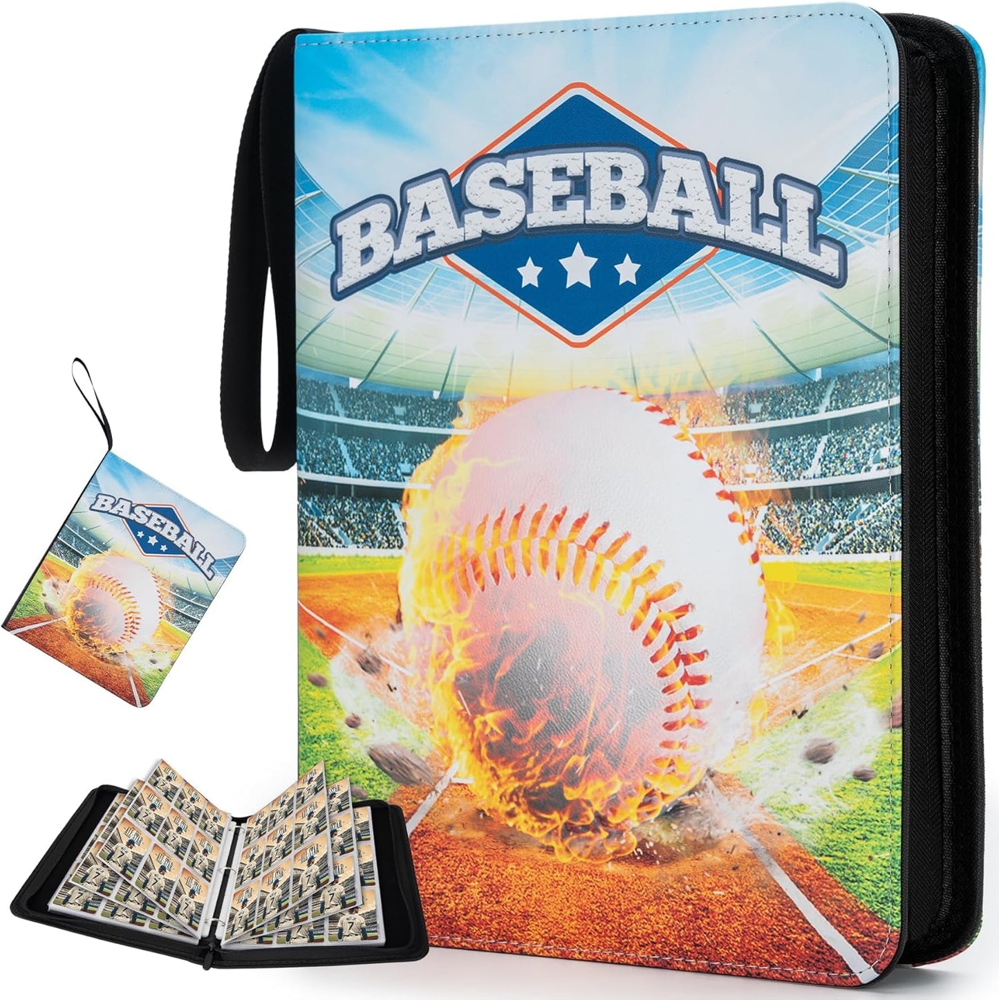 Trading Card Binder 9 Pocket, 360 Pockets Trading Card Holder Book, Premium PU Cover Zip Folder Binder, Side Loading Carrying Case Binder Album for TCG, MTG,Sports Cards, Game Cards (Orange-1)