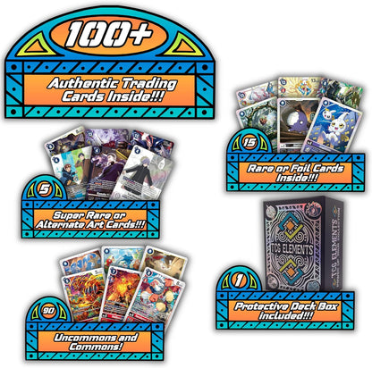 Digimon Ultra Rare Starter Bundle | 100 Authentic Cards | 99x C/UC | 15x Random Foils | 5 SR/ALT | TCG Elements Deck Box