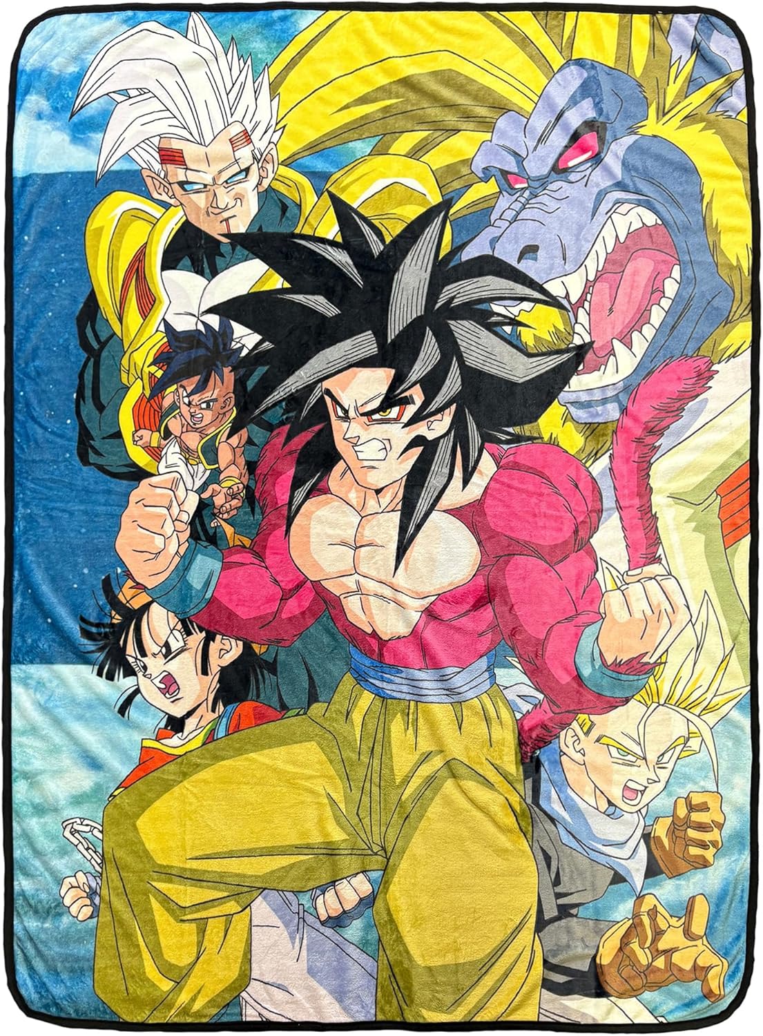 Surreal Entertainment Dragon Ball Gt Blanket Super Saiyan 4 Baby Pan Uub Fleece Throw 45" X 60"