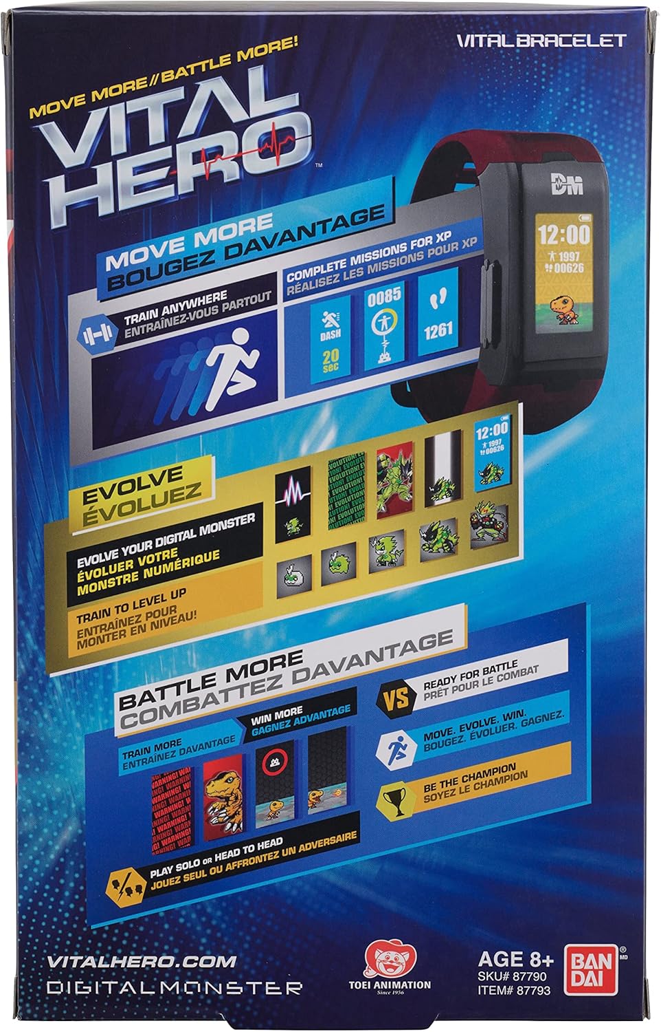 Bandai Namco - Digimon - Vital Hero Interactive Fitness Tracker/Digital Watch/Virtual Pet (Red)