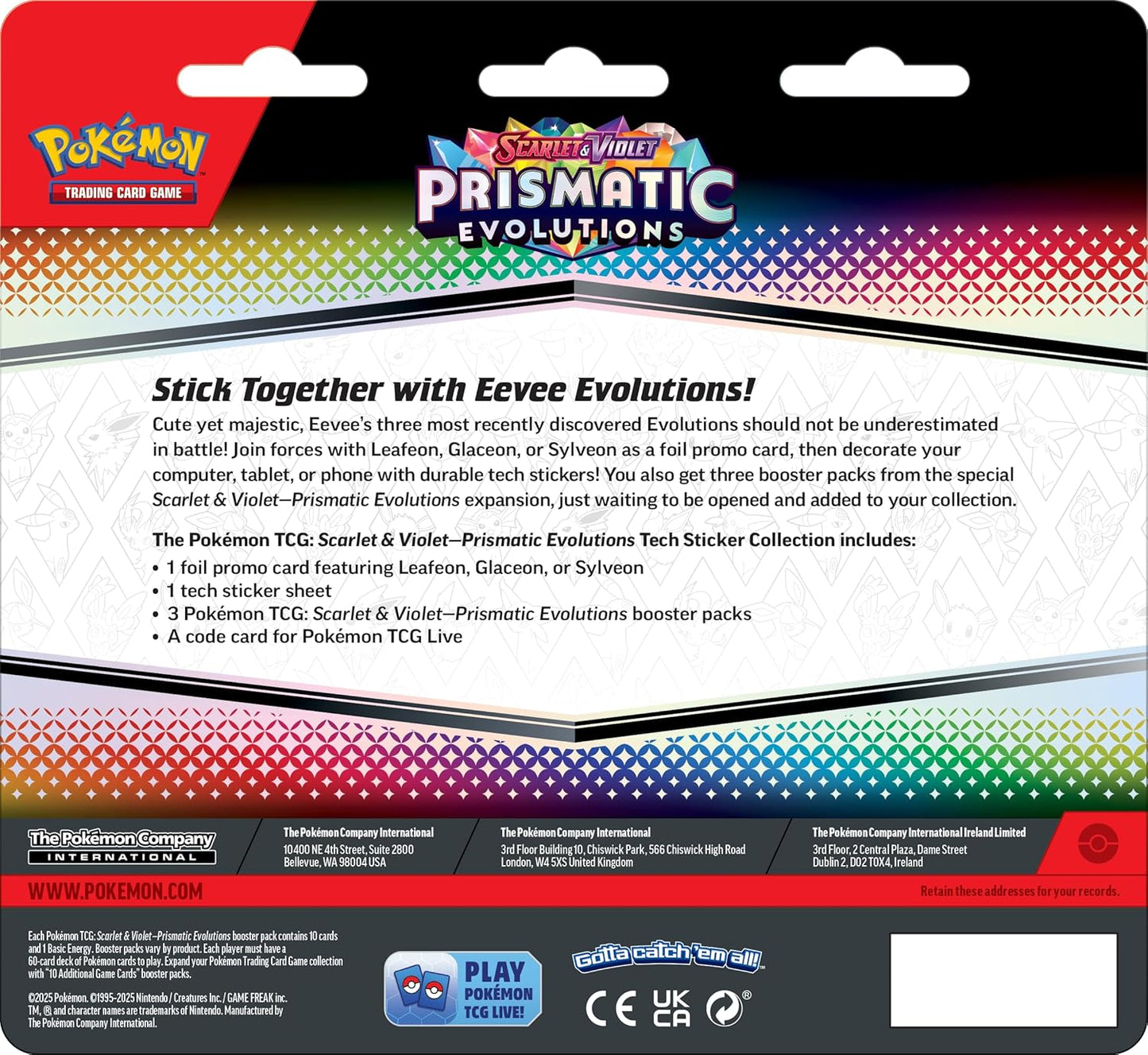Pokemon TCG Scarlet and Violet 8.5 Prismatic Evolutions Tech Sticker Collection (Random Promo)
